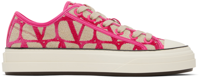 Shop Valentino Beige & Pink Totaloop Sneakers In Yvg Naturale/pink