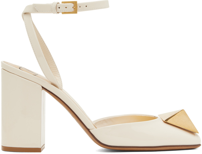 Shop Valentino Off-white One Stud Heels In I16 Light Ivory