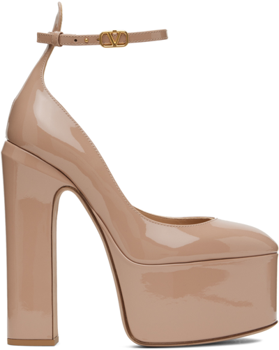Valentino Tan-go 120 Patent Leather Platform Pumps In Gf9 Rose Cannelle