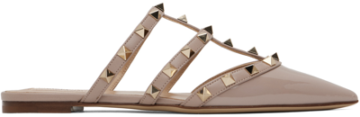 Valentino Garavani Rockstud Patent-leather Mule Woman Poudre 41.5 In P45 Poudre