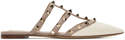 Shop Valentino Off-white & Pink Rockstud Mules In L62 Light Ivory/poud