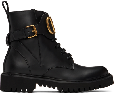 Shop Valentino Black Vlogo Boots In 0no Nero