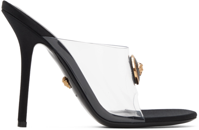 Shop Versace Transparent Medusa Heeled Sandals In 2t04v-trasparent+bla