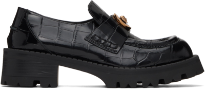 Shop Versace Black Medusa Loafers In 1b00v-black-