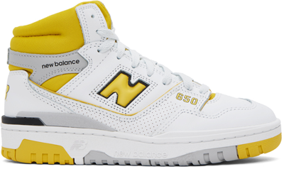 Shop New Balance White & Yellow 650 Sneakers In White/honeycomb