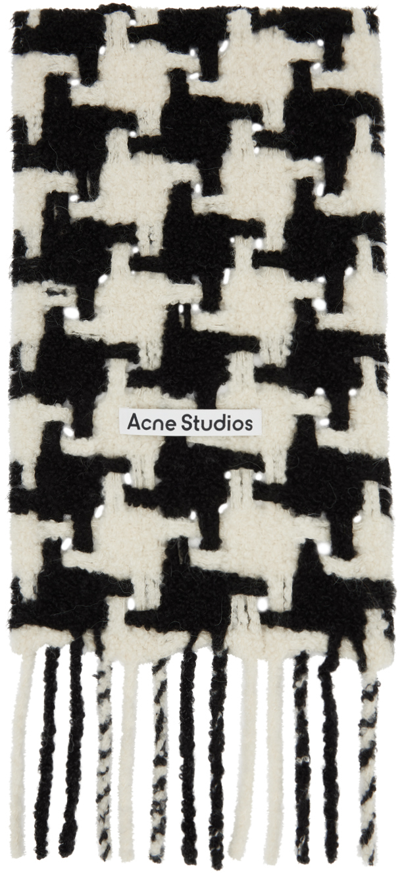 Shop Acne Studios White & Black Houndstooth Scarf In Al4 White/black