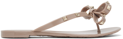 Shop Valentino Beige Rockstud Sandals In P45 Poudre