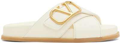 Shop Valentino Off-white Vlogo Sandals In 098 Ivory