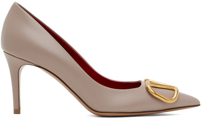 Shop Valentino Taupe Vlogo Heels In P45 Poudre