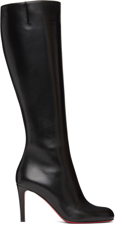 Christian Louboutin Pumppie Botta Red Sole Leather Knee-high Boots In Bk01 Black