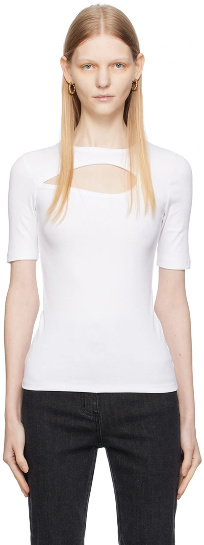 Shop Remain Birger Christensen White Cutout T-shirt In 11-0601 Bright White