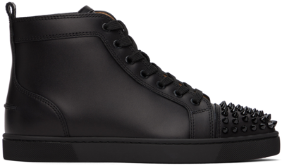 Shop Christian Louboutin Black Lou Spikes Sneakers In Black/black/bk