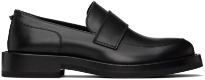Shop Valentino Black Rockstud Loafers In 0no Nero