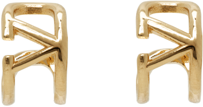 Shop Valentino Gold Mini Vlogo Signature Earrings In Cs4 Oro 18