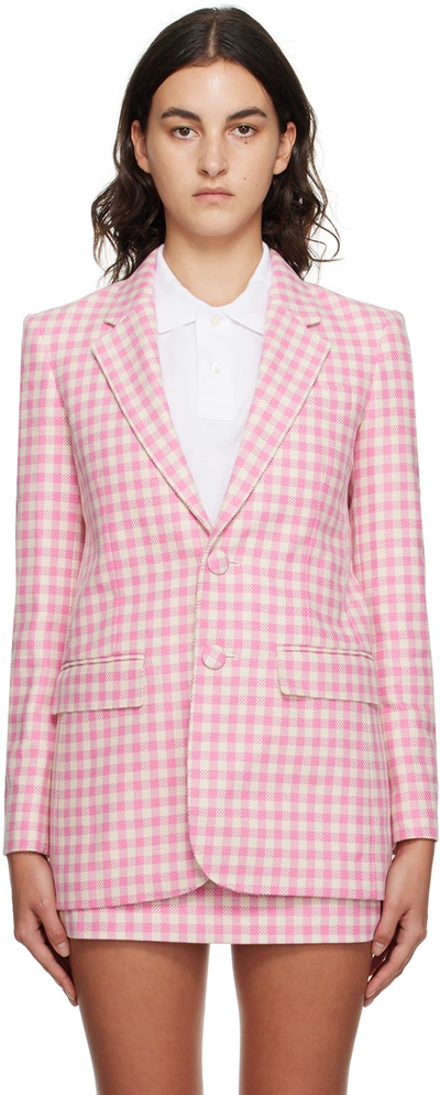 Shop Ami Alexandre Mattiussi Pink Check Blazer In 662 Candy Pink/natur
