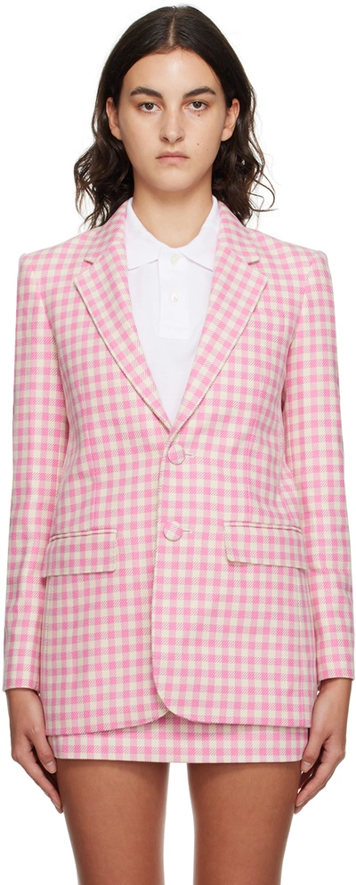 Ami Alexandre Mattiussi Check-print Single-breasted Blazer In 662 Candy Pink/natur