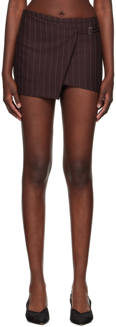 Shop Bec & Bridge Brown Jade Miniskirt In Plum Pinstripe