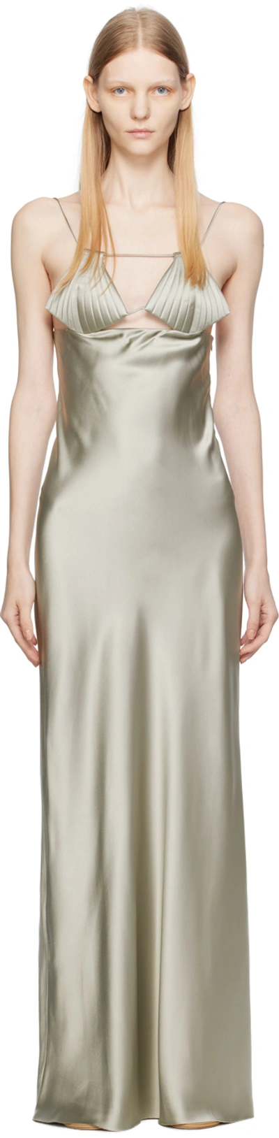 Shop Bevza Gray Mermaid Maxi Dress In Steel Grey