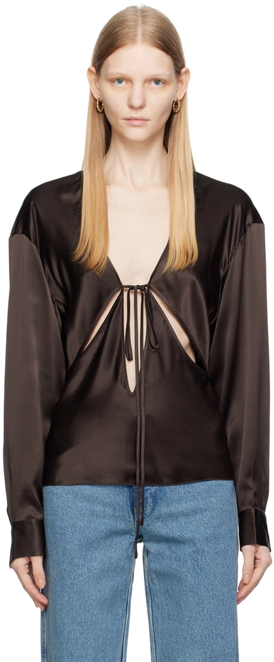 Shop Christopher Esber Brown Triquetra Blouse In Cocoa