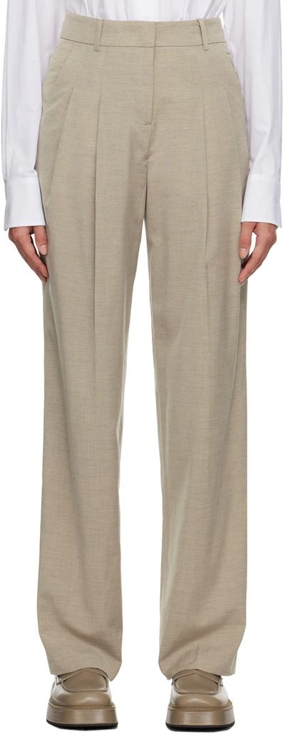 Shop The Frankie Shop Taupe Gelso Trousers In Taupe Melange