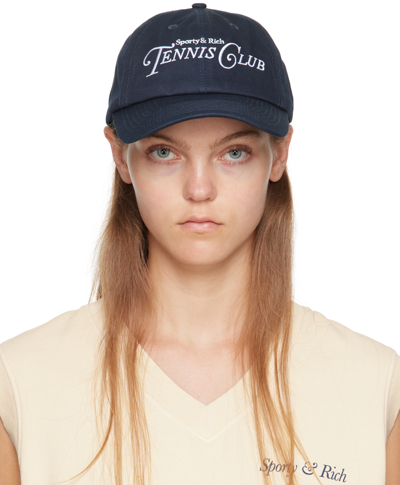 Shop Sporty And Rich Navy Rizzoli Tennis Cap In Navy/white