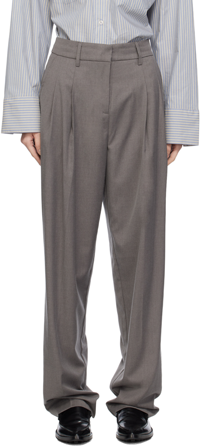 Shop Remain Birger Christensen Gray Suiting Trousers In 18-0403 Dark Gray
