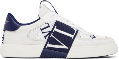 Shop Valentino White & Navy Vl7n Sneakers In Mmu Bianco/bright In