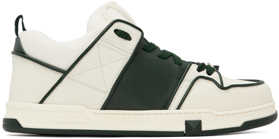 Shop Valentino Off-white & Green Open Skate Sneakers In Mld Ivory/mountain V