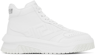 Shop Versace White Greca Odissea Sneakers In 1w000-optical White