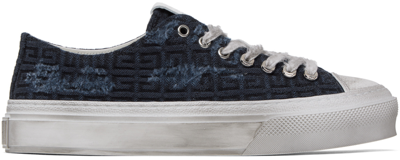 Shop Givenchy Navy 4g City Sneakers In 410-navy