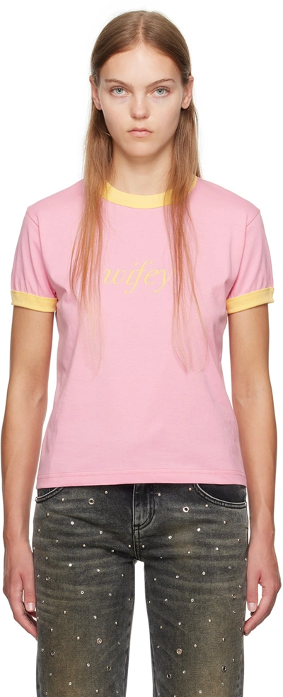 Shop Gcds Pink 'wifey' T-shirt In 06 Pink