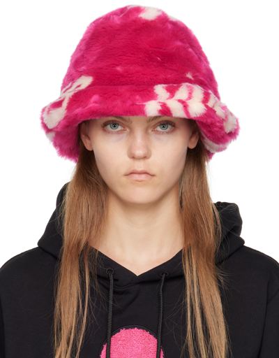 Shop Gcds Pink Jacquard Bucket Hat In 47 Fucsia