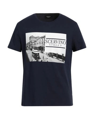 Shop Ermanno Scervino Man T-shirt Navy Blue Size S Cotton, Elastane