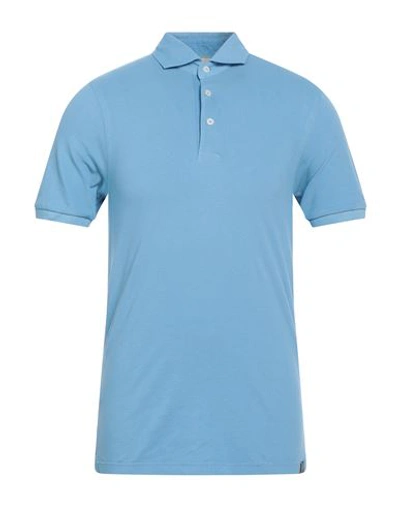 Shop Gran Sasso Man Polo Shirt Azure Size 36 Cotton In Blue
