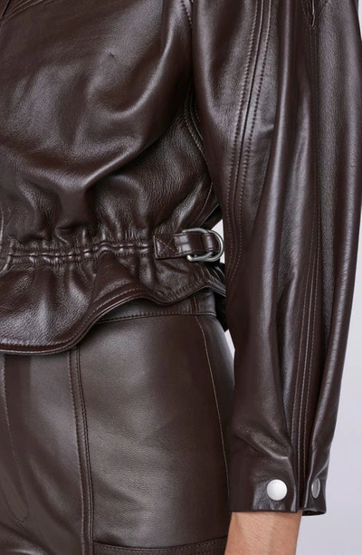 Shop Frame Crop Leather Jacket In Espresso
