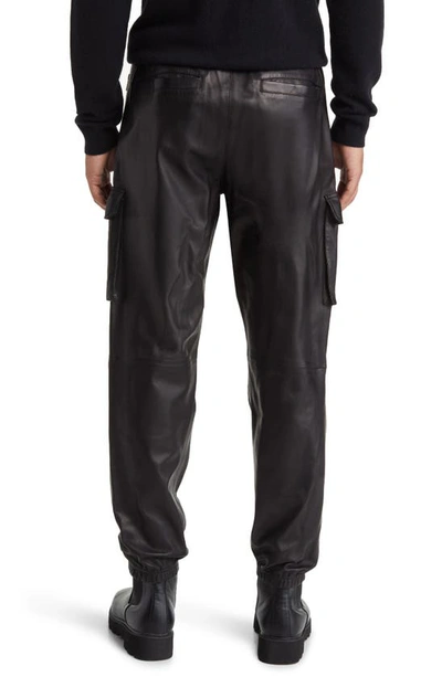 Shop Frame Leather Cargo Joggers In Noir