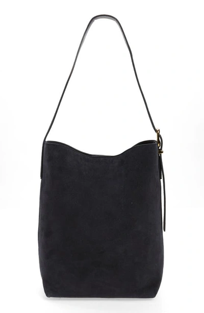 Madewell Essentials Suede Bucket Bag In Deep Indigo