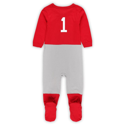 Shop Wes & Willy Infant  Scarlet Ohio State Buckeyes #1 Football Uniform Full-zip Footed Jumper