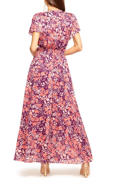 Shop Ramy Brook Alina Floral Print High-low Maxi Dress In Cabernet Combo Abstract Spot