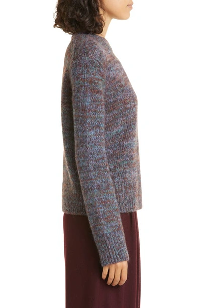 Vince Multicolor Marled Wool Crewneck Sweater In Rust/ Teal Stone Combo