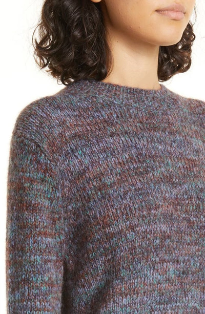 Vince Multicolor Marled Wool Crewneck Sweater In Rust/ Teal Stone Combo