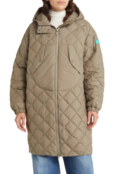 Shop Save The Duck Valerian Hooded Quilted Coat In Elephant Grey