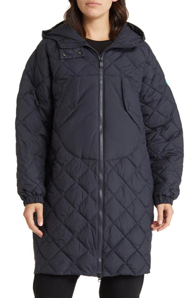 Shop Save The Duck Valerian Hooded Quilted Coat In Blue Black