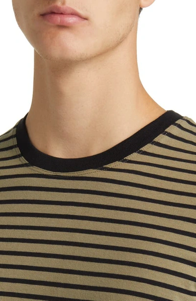 Shop Frame Stripe Crewneck T-shirt In Khaki Green/ Noir