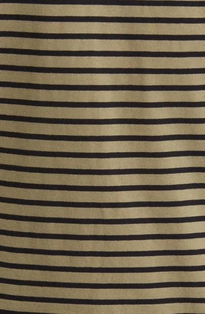 Shop Frame Stripe Crewneck T-shirt In Khaki Green/ Noir