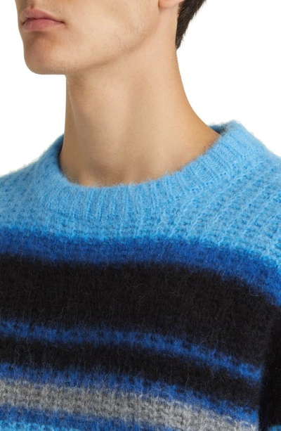 Shop Frame Stripe Alpaca Blend Crewneck Sweater In Sky Blue Multi