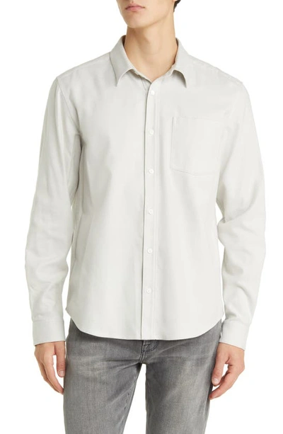 Shop Frame Brushed Cotton Blend Button-up Shirt In Oatmeal