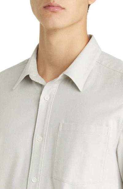 Shop Frame Brushed Cotton Blend Button-up Shirt In Oatmeal