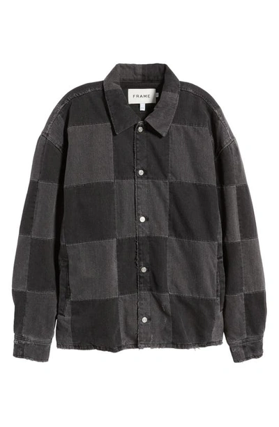 Shop Frame Checkerboard Denim Jacket In Monochrome Washed Noir