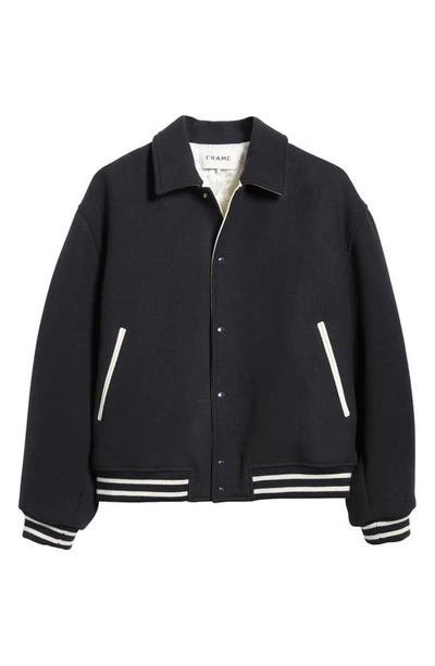 Frame Wool-blend Bomber Jacket In Midnight Blue